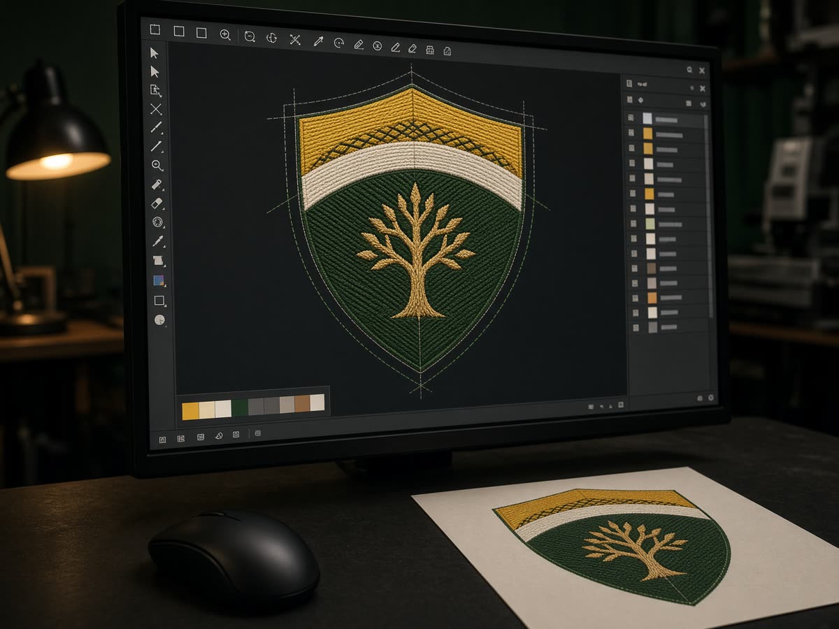 Embroidery digitizing software with a stitch file on screen